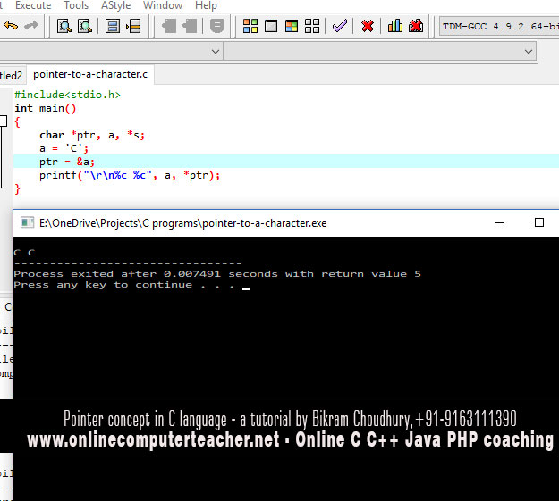 Tutorial C Pointers string handling using – Learn Photoshop C++ Java Python Online Kolkata